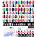 Beetles 60pcs Gel Nail Polish Kit with U V Light 32 Colors and Nail Tips