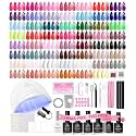 Beetles 87pcs Gel Nail Polish Kit with U V Light 55 Colors and Nail Tips