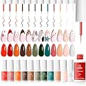 Beetles Gel Polish 12 Pcs Liner Nail Art Set White Nude Red Green Brown
