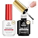 Beetles HEMA-Free Nail Glue Gel & No-Wipe Top Coat Set, 2Pcs 15ml