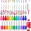 Beetles Rainbow Gel Liner Nail Art Set, 12 Neon Colors with Brush