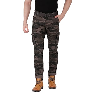 BEEVEE Mens Camouflage Fixed Waist Cargo with
