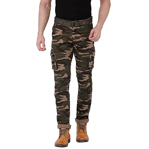 BEEVEE Mens Camouflage Fixed Waist Cargo with