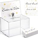 Beeveer 1 PC Acrylic Raffle Ticket Box with Lock, 200 Cards and Sign Holder