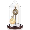 Beeveer 1pc 4x7 Pocket Watch Display Case 2 Hook Balltop Walnut Gold