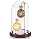 Beeveer 1pc 4x7 Pocket Watch Display Case 2 Hook Walnut Gold