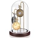 Beeveer 1pc 4x7 Pocket Watch Display Case 3 Hook Walnut Gold