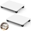 Beeveer 2 Pcs White Under Desk Printer Stand 20 x 16 x 3.2 Inches