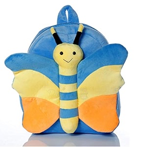 beewee - soft bag butterfly plush backpack stuff toys school picnic for toddler babies kids 2 to 6 years boys and girls 30 cms blue