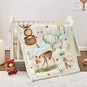 beeweed 4-Piece Crib Bedding Set, Baby Bedding Set Including Blanket, Crib Skirt, Crib Sheet & Diaper Stacker