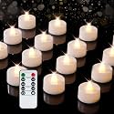 BEICHI 12Pcs Flameless LED Tea Lights with Remote &amp; Timer,White Base,400Hrs