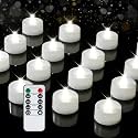 BEICHI 12Pcs Flameless LED Tea Lights with Remote & Timer,White Base,400Hrs