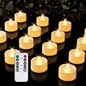 BEICHI 12Pcs Flameless LED Tea Lights with Remote &amp; Timer,Ivory Base,400Hrs
