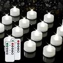 BEICHI 24Pcs Flameless LED Tea Lights with Remote &amp; Timer,White Base,400Hrs