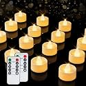 BEICHI 24Pcs Flameless LED Tea Lights with Remote &amp; Timer,Ivory Base,400Hrs