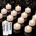 BEICHI 24Pcs Flameless LED Tea Lights with Remote &amp; Timer,White Base,400Hrs