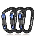 BEIFENG 25KN Auto Locking Carabiner - UIAA Certified Heavy Duty Climbing Carabiners for Rock Climbing, Camping, Rappelling, Hunting, Rescue Equipment - Professional Carabiner Clips (Black)