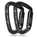 BEIFENG 25KN Auto Locking Carabiner - UIAA Certified Heavy Duty Climbing Carabiners for Rock Climbing, Camping, Rappelling, Hunting, Rescue Equipment - Professional Carabiner Clips (Black)