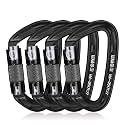 BEIFENG 25KN Auto Locking Carabiner - UIAA Certified Heavy Duty Climbing Carabiners for Rock Climbing, Camping, Rappelling, Hunting, Rescue Equipment - Professional Carabiner Clips (Black)