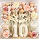 Beige Happy 10th Birthday Party Decoration Girls Cream Number 10 Balloon
