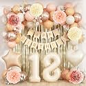 Beige Happy 18th Birthday Party Decoration Girls Cream Number 18 Balloon