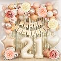 Beige Happy 21st Birthday Party Decoration for Her Cream Number 21 Balloon