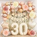 Beige Happy 30th Birthday Party Decoration for Her Cream Number 30 Balloon