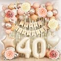 Beige Happy 40th Birthday Party Decoration Women Cream Number 40 Balloon