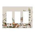 Beige Boho Mushroom Floral 3 Gang Triple Rocker/Decorator Light Switch Wall Plate Cover Decorative GFCI Electrical Faceplate Switchplate Dimmer