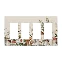 Beige Boho Mushroom Floral 4 Gang Quad Rocker/GFCI/Decorator Light Switch Cover Plate Decorative Electric Quadruple Faceplate Switchplate Screwless