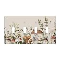 Beige Boho Mushroom Floral Decorative 4 Gang Quad Toggle Light Switch Cover Plate Decorative Electric Quadruple Device Faceplate Switchplate Screwless