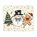 Beige Christmas Mouse Pad 9.5x7.9 Inch with Anti-Slip Rubber Base