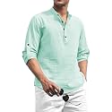 Beige Color Cotton Blend Mandarin Neck Short