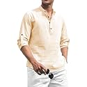 Beige Color Cotton Blend Mandarin Neck Short