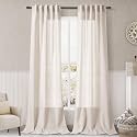 Beige Flax Linen Curtains 84 inches Long