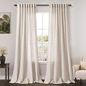 Beige Flax Linen Curtains 84 inches Long