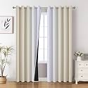 Beige and Greyish White Ombre Blackout Curtains Living Room 62 Inches Wide