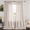 Beige Linen 102 Inch Long Curtains for