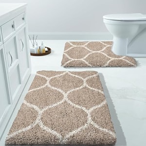 beige m bath rug set  durable bathroom mats bath mat  u-shaped contour toilet rug machine washable modern bathroom dcor  50x60 cm  40x60 cm