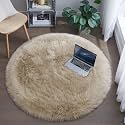 Tangsoo Faux Fur Sheepskin Beige Round Rug5x5