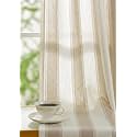 THREE GIRLS Beige Striped Pinch Pleated Curtains 108 Inch, 2 Panels