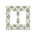 Beige Vintage Blue Floral Boho Flower Decorative 2 Gang Double GFCI Decorator Rocker Light Switch Cover Outlet Wall Plate Electrical Faceplate Screwless