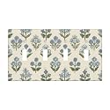 Beige Vintage Blue Floral Boho Flower Decorative 4 Gang Quad Toggle Light Switch Cover Plate Decorative Electric Quadruple Device Faceplate Switchplate Screwless