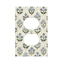 Beige Vintage Blue Floral Boho Flower Decorative 1 Gang Receptacle Outlet Cover Electrical Duplex Wall Plate Single Duplex Wall Plate Light Switch Cover