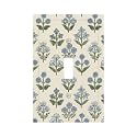 Beige Vintage Blue Floral Boho Flower Decorative 1 Gang Light Switch Cover Single Toggle Switch Wall Plate Cover Electrical Switchplate Faceplat Room Decor