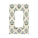 Beige Vintage Blue Floral Boho Flower 1 Gang Outlet Decorator Light Switch Wall Plate Cover Faceplate Decorative Switchplate Rocker/GFCI Outlet Cover