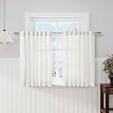 Beige White Kitchen Cafe Curtains 45 Inch