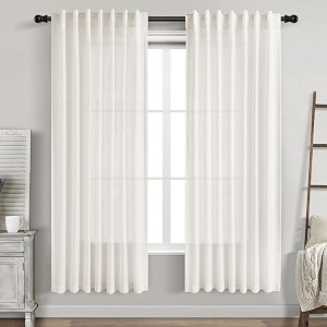 Beige White Linen Curtains 72 Inch Length