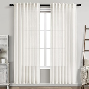 Beige White Linen Curtains 80 Inch Long
