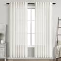 Beige White Linen Curtains 80 Inch Long